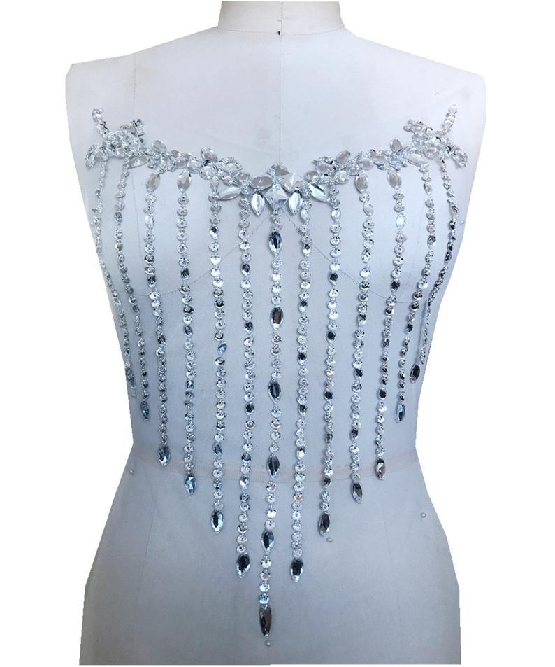 Wedding - Beading Wedding Dress Appliques Rhinestone Bodice Appliques Sewing Patch Shimmer Addition Cocktail Party Jumpsuits Decoration