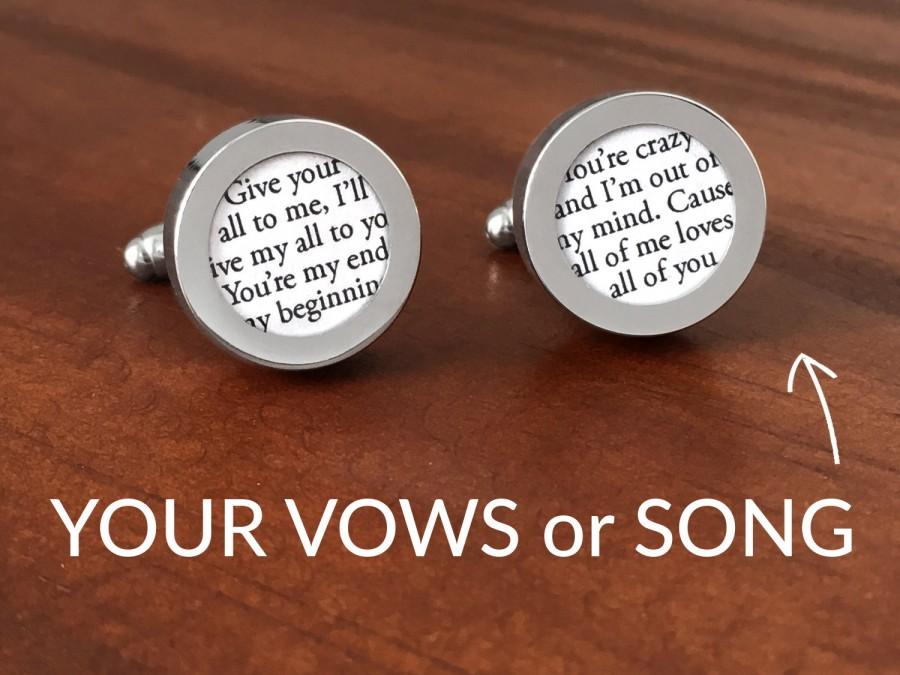 Hochzeit - Anniversary Gift for Him / Anniversary Gifts for Boyfriend / Anniversary Gifts for Husband / Custom Cufflinks with your Wedding Song or Vows