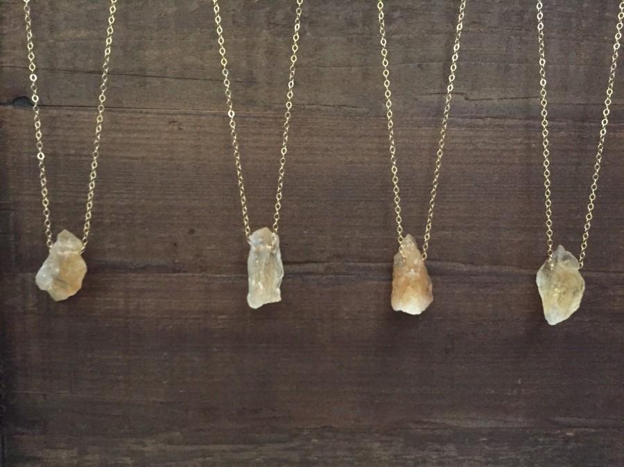 Mariage - SALE!!! Raw Citrine November Birthstone Necklace, Rose gold silver Raw crystal healing necklace November Birthstone Pendant Raw Stone gift
