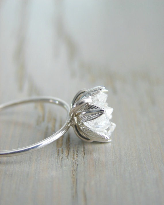 زفاف - Raw Herkimer Diamond Ring, Wedding Day Gift for Woman, Raw Crystal Ring for Her, Engagement Ring, Wife Anniversary, Girlfriend Gift