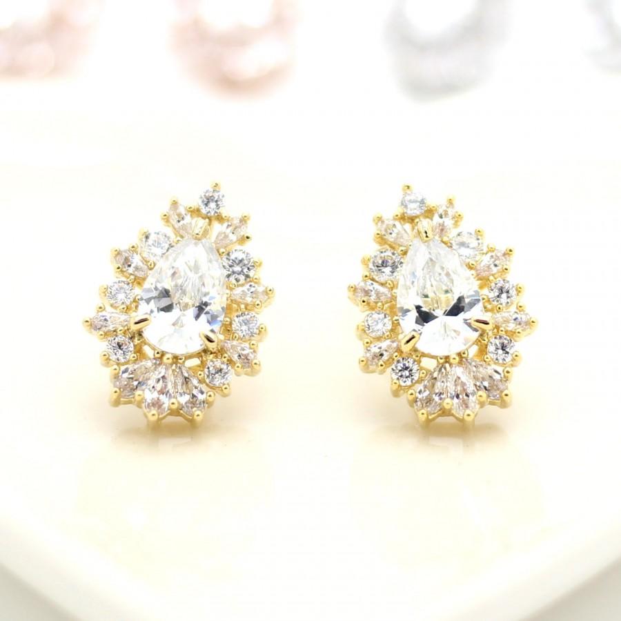 Wedding - Bridal Teardrop earrings, Mother of the bride gift, Personalize earrings card, Bridesmaids earrings, Wedding Jewelry, Elyseejewelry