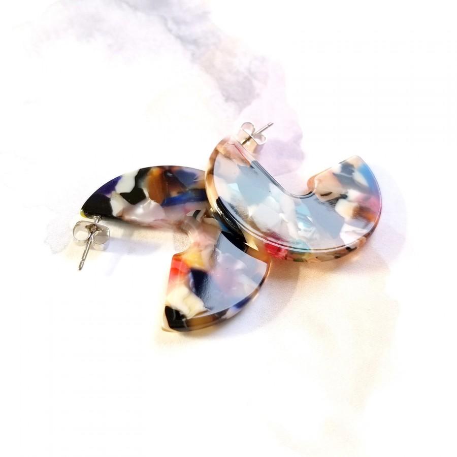 Hochzeit - Ava Multi Color Tortoise Shell Earrings, Tortoise Shell Dangle Earrings, Tortoise Hoop Earrings, Tortoise Dangle Earrings, Acetate Earrings