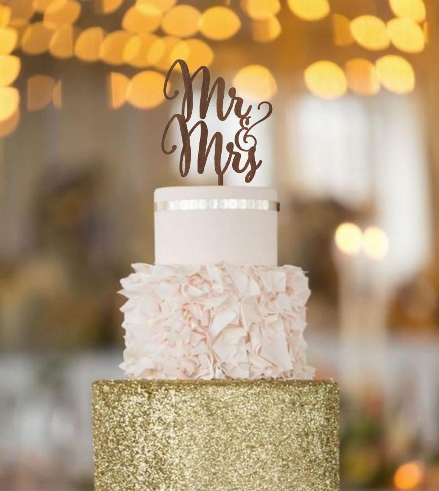 Wedding - Mr & Mrs wedding cake topper, rustic cake topper, mr and mrs topper, wooden cake topper, gold, silver and 6 wood options to choose from