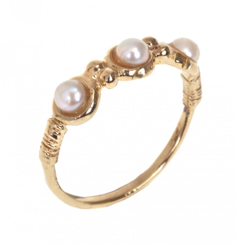 زفاف - 14K Gold Filled Classic Handmade Engagement ring with Pearls, 14K Gold plated Classic wedding ring 14K Gold Filled bridesmaids Ring