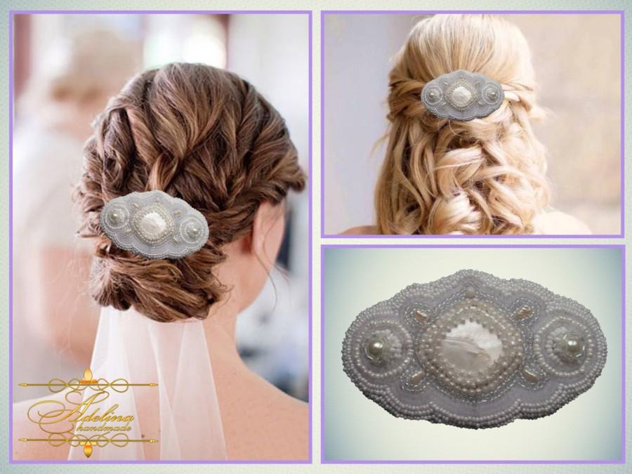 Hochzeit - Pearl Wedding Barrette White Hair Accessories Hair Clip Wedding Accessories White Barrette Bridal Jewelry Bridal Accessories White Hair Clip