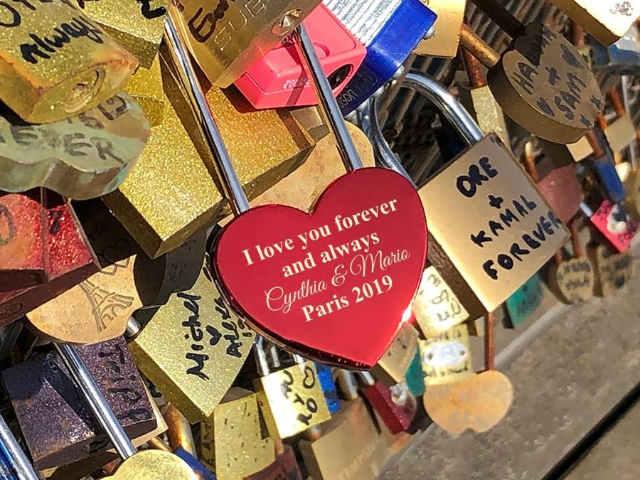 Mariage - Love Lock, I love You Forever Heart Lock Personalized Heart Love Padlock With Key, Engraved Love Lock Padlock Engagement Gift, Locks of Love