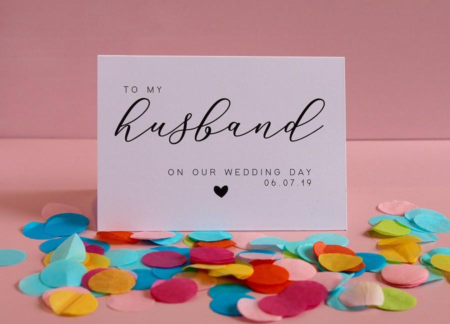 زفاف - To my husband on our wedding day card, to my bride, to my parent, Wedding date Personalised Card , Before I do card, wedding day note
