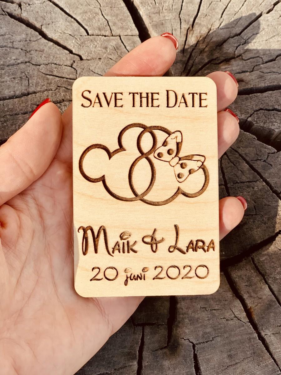 Mariage - Disney save the date magnet, Mickey and Minnie Save the date wood magnet, Mickey and Minnie save the dates,  Wedding Disney save the date
