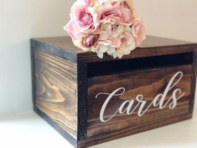 Mariage - Rustic Wedding Card Box, Locked Card Box, Wood Card Box