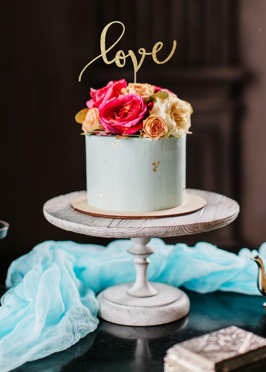 Mariage - Love cake topper, wedding cake topper, cake toppers for wedding, engagement party cake topper, rehearsal dinner cake topper gold cake topper