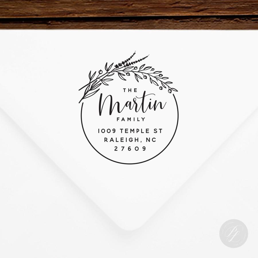 زفاف - Return Address Stamp #129 - Wooden or Self-Inking - Personalized - Gifts, Weddings, Newlyweds, Housewarming - INCLUDES HANDLE