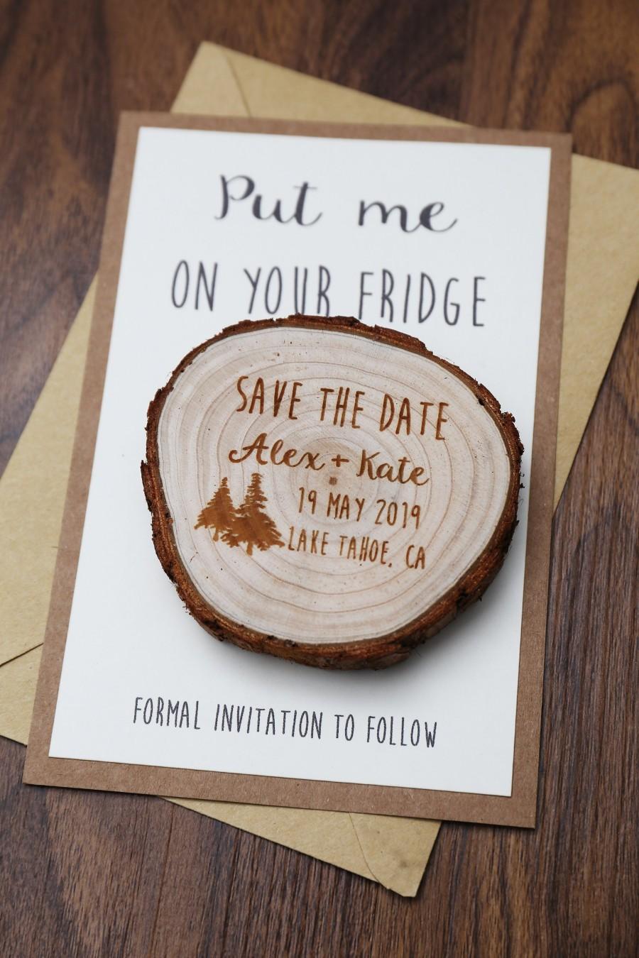 Hochzeit - Custom Trees with names Wood Save the date Magnets, rustic wedding favors, Rustic wedding Magnets,Rustic Wedding Magnet