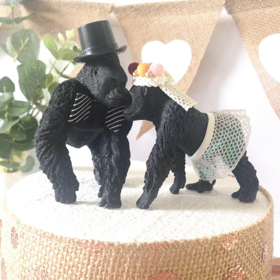Wedding - Wedding Cake Topper-Jungle Wedding-Wild Wedding-Animal Cake Topper-Safari Wedding Topper-Mr & Mrs Cake Topper-Jungle Theme-Gorilla Topper