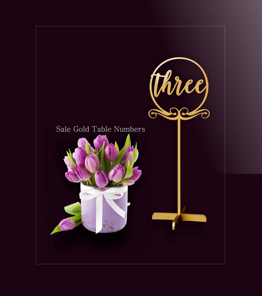 Wedding - Sale  Gold   Table Numbers.Gold Table Numbers. Table Numbers with base-Please Send your phone number in the "NOTE to the seller"