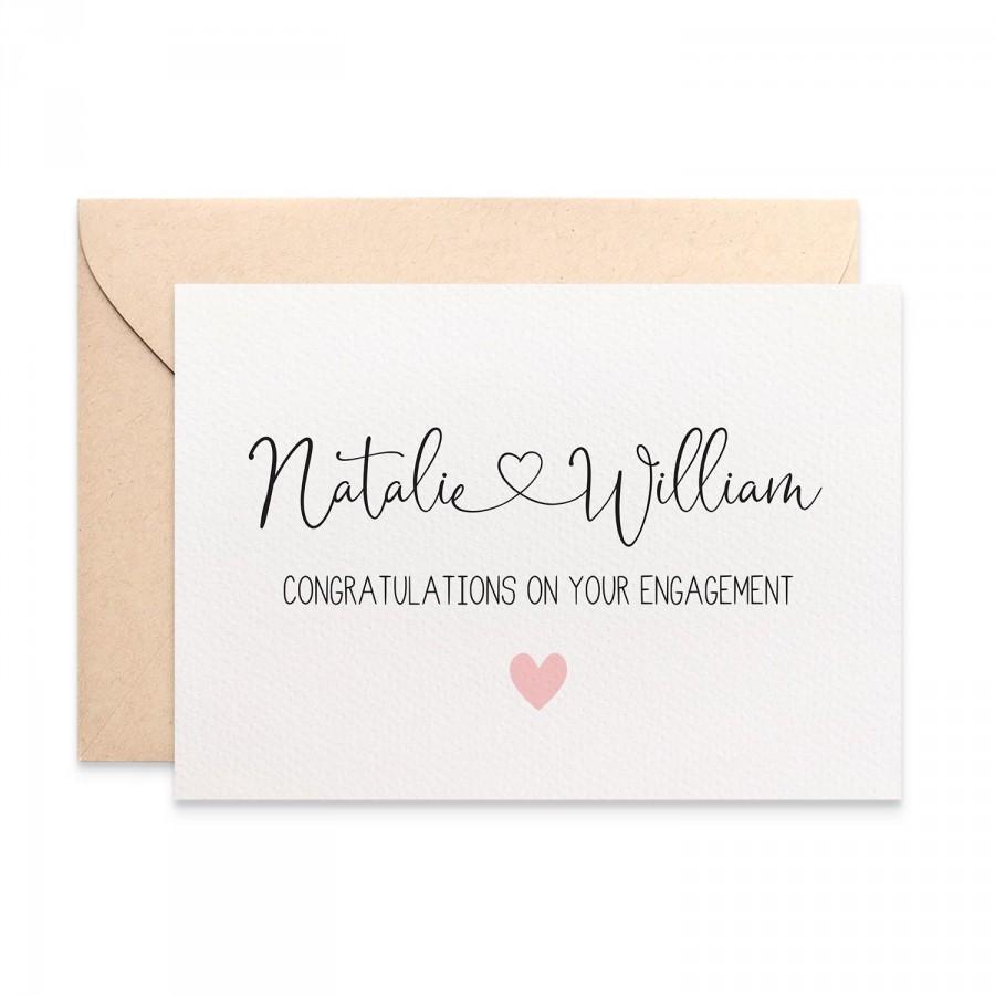 Wedding - Personalised Engagement Card, Custom Engagement Card with Love Heart, Personalised Cards for Engagements, ENG028