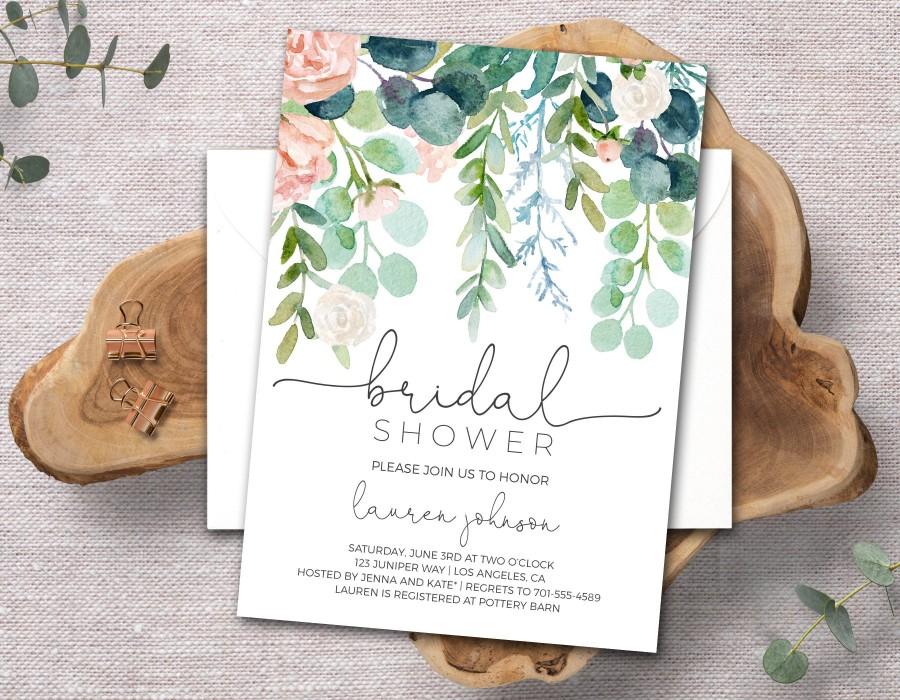 زفاف - Bridal Shower Invite, Floral Bridal Shower, Bridal shower, printable invitation, shower invitation, template, AI-19