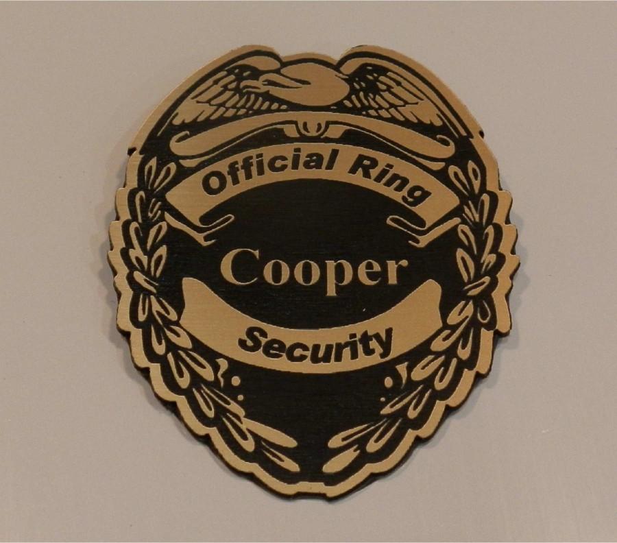 Wedding - Gold official ring security badge  or ring bearer badge with magnetic clip, gift for the ring bearer, laser engraved