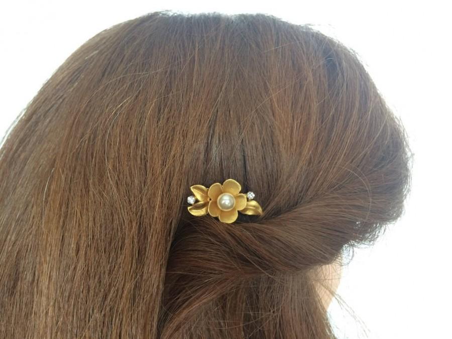 Свадьба - Gold Bridal Hair Comb, Flower Hair Comb, Small Hair Clip, Floral Bridal Hair Clip, Side Hair Comb, Vintage Wedding Comb, Floral Hair Comb