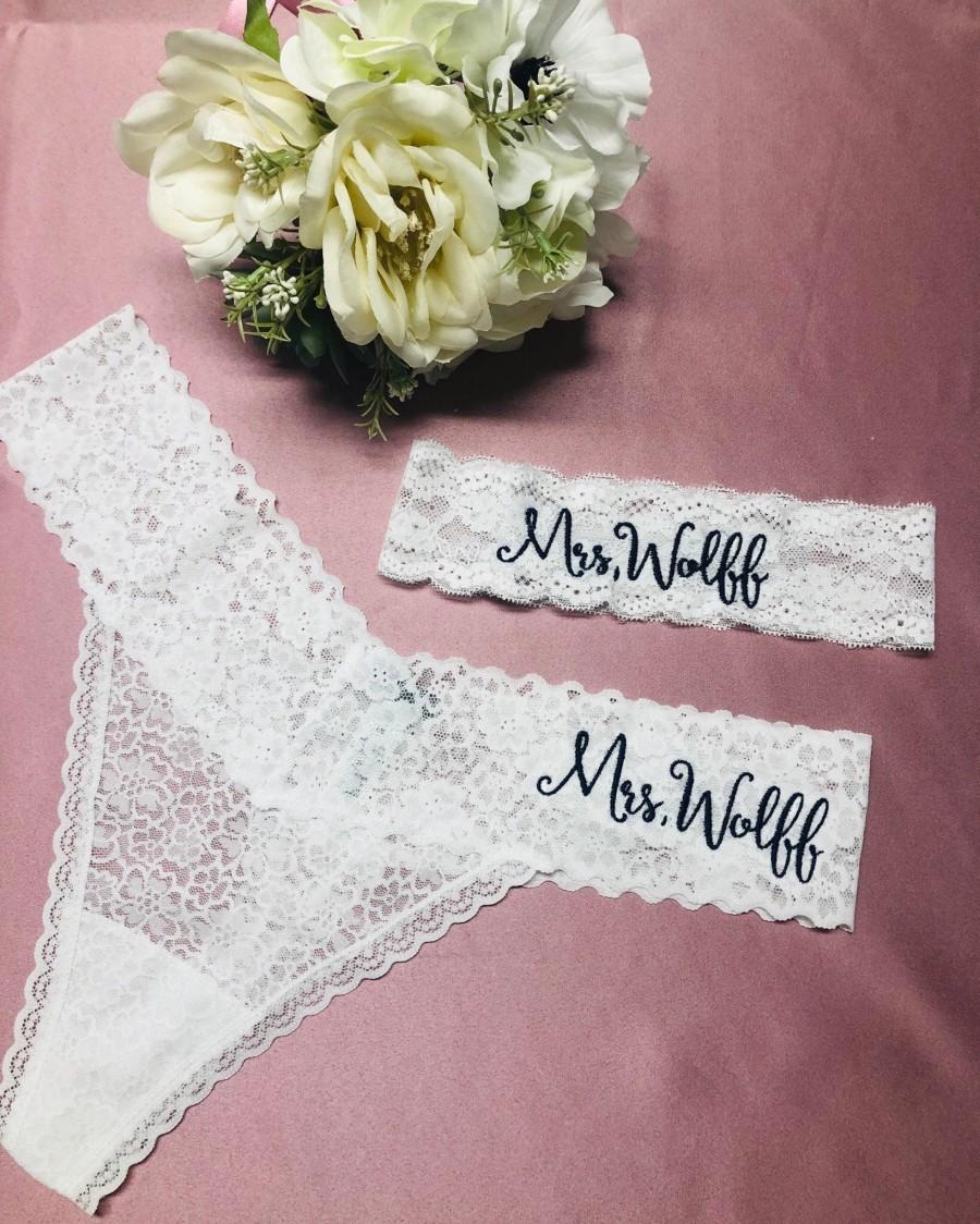 زفاف - Personalized Mrs. Underwear / Bridal Lingerie / Bridal Panties / Honeymoon Thong /Gift for the Groom! /Bachelorette Party /SHIPS IN 3 DAYS!