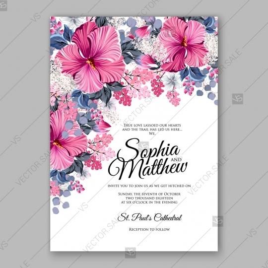 زفاف - Hibiscus wedding invitation card template