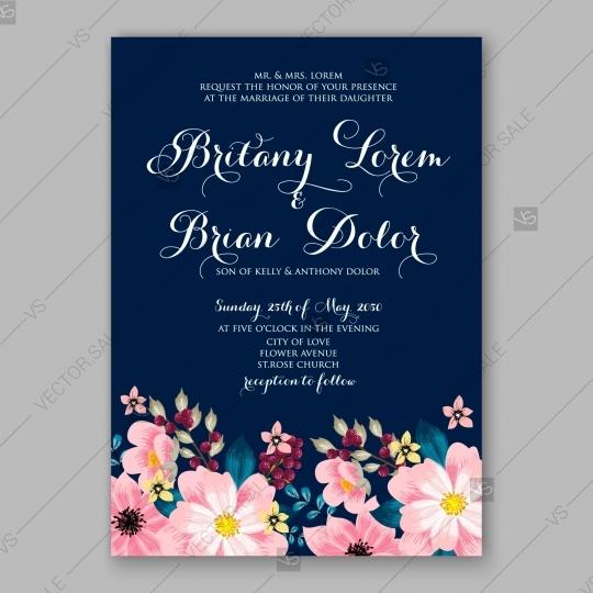 Wedding - Pink Peony wedding invitation template design floral background