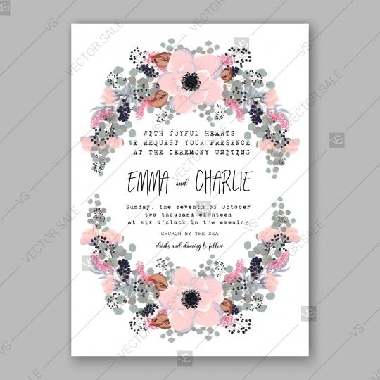 زفاف - Anemone wedding invitation card printable template bridal shower invitation