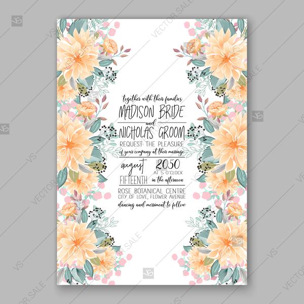 Свадьба - Wedding invitation template soft yellow sunflower autumn floral vector wedding invitation greenery custom invitation