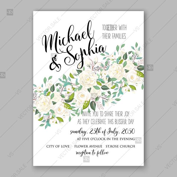 Wedding - Wedding invitation white peony greenery anniversary invitation
