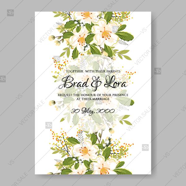 Mariage - Jasmine sakura anemone wedding invitation bridal shower invitation
