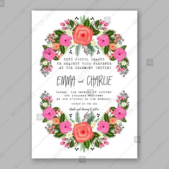 Hochzeit - Pink rose, peony wedding invitation card decoration bouquet