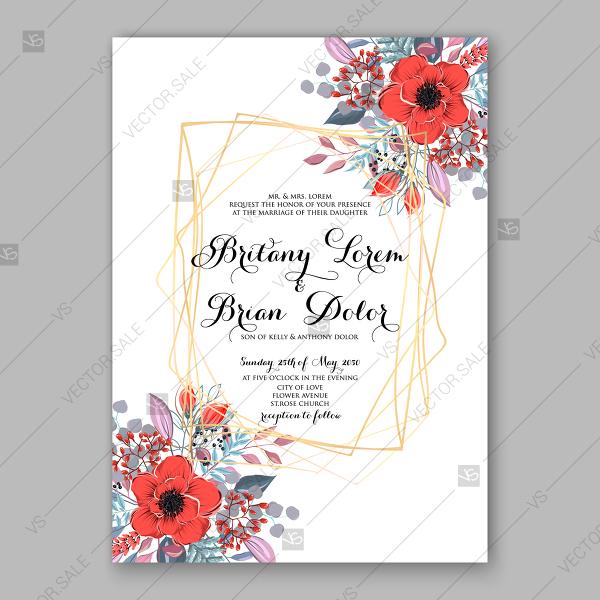 Hochzeit - Red peony poppy floral wedding invitation card background romantic invitation
