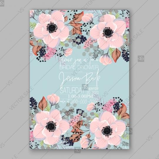 Mariage - Pink Anemone wedding invitataion vector template