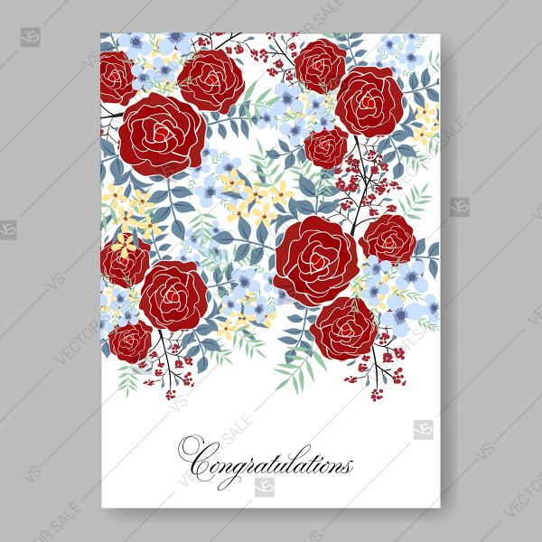 Hochzeit - Bordeaux Maroon roses for wedding invitations vector printable template floral background