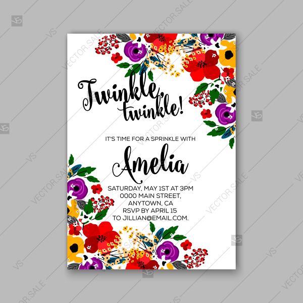 Wedding - Floral Baby Shower Invitations twinkle twinkle little star invitation