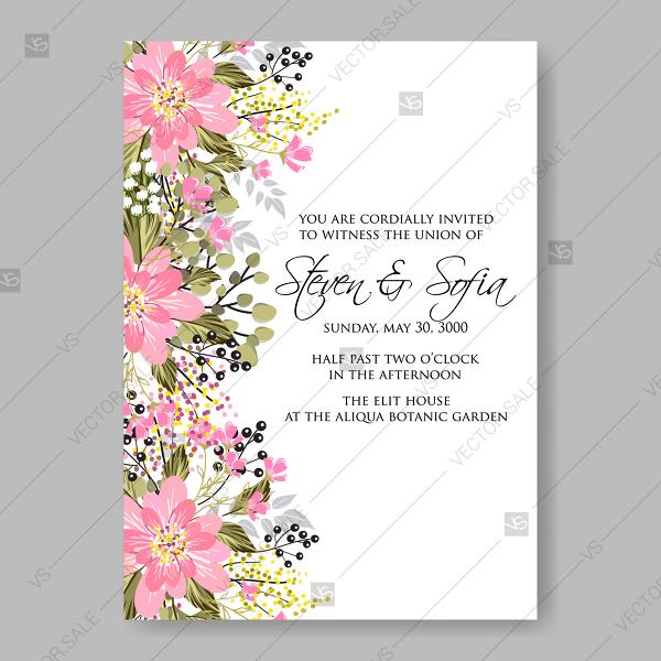 زفاف - Sakura pink cherry blossom flowers japan wedding invitation vector template vector download