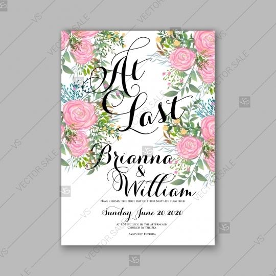 Wedding - Rose and laurel wedding invitation