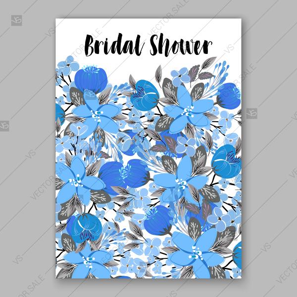 Wedding - Blue floral vector background wedding invitation card template floral greeting card
