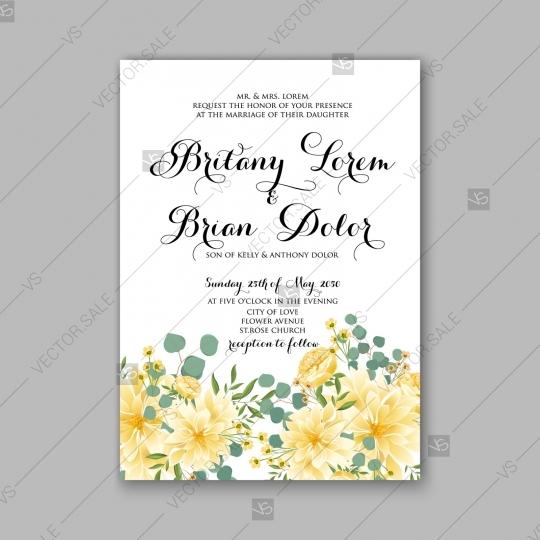 زفاف - Wedding invitation Fluffy chrysanthemum and eucalyptus