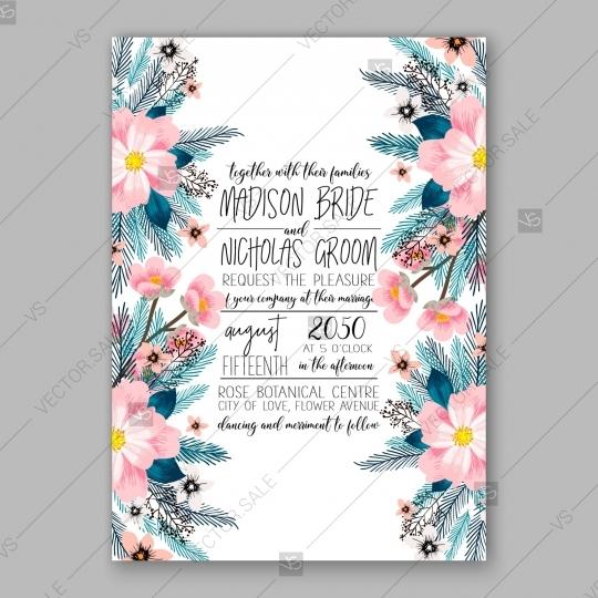 Hochzeit - Pink peony winter wedding invitation template