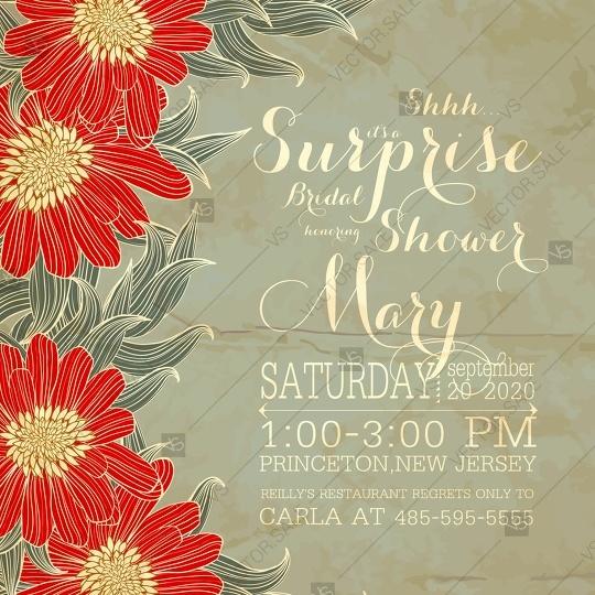 Mariage - Retro sunflower spring floral, flowers, laurels wedding invitation card vector template