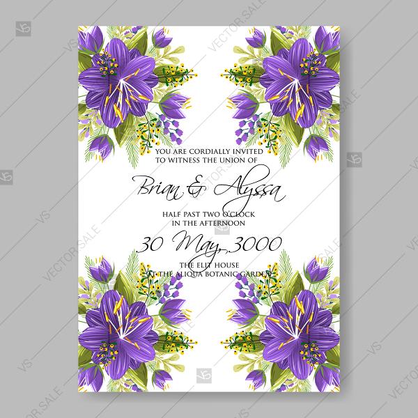 Mariage - Romantic violet purple ultraviolet flower hibiscus rose bouquet bride wedding invitation template design mothers day card