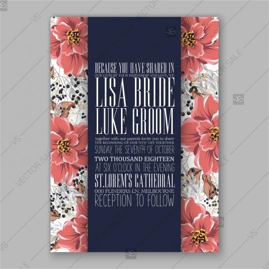 زفاف - Wedding Invitation with bridal shower invitation bouquets of rose, peony, orchid, anemone, camellia