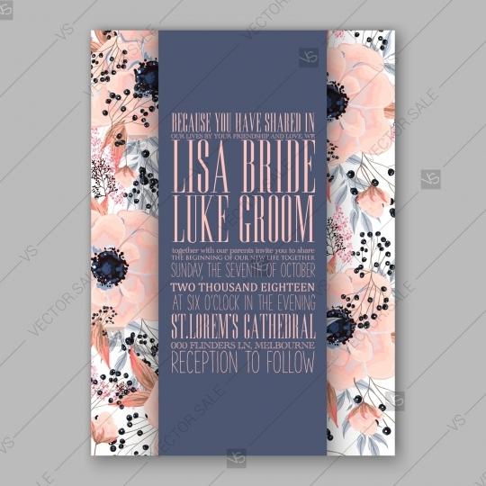 Wedding - Anemone wedding invitation card printable vector template baby shower invitation