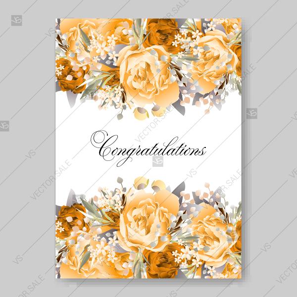 Mariage - Vintage Wedding invitation vector card template orange watercolor peony eucalyptus thank you card