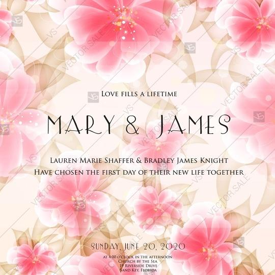 Wedding - Watercolor wedding invitation card template peonies floral vector botanical floral Illustration