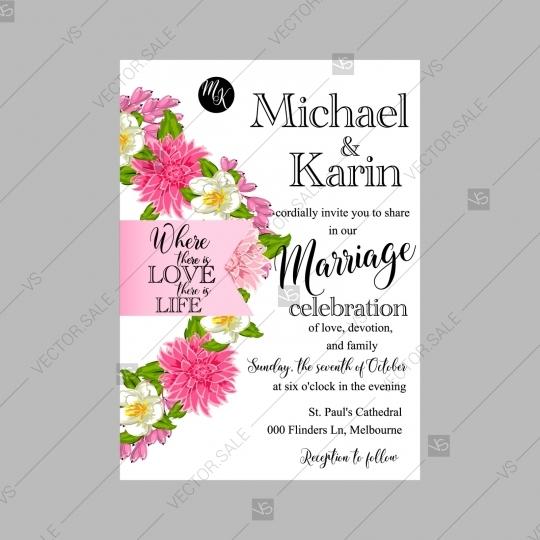Mariage - Chrysanthemum Wedding invitation card template