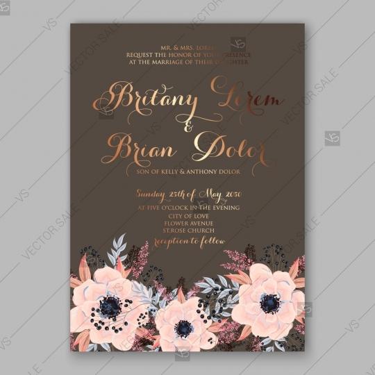 Wedding - Anemone wedding invitation card printable template aloha