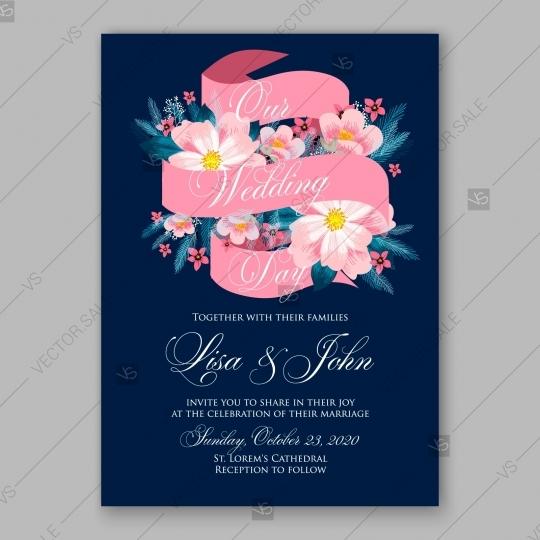 Wedding - Pink Peony wedding invitation template design mothers day card