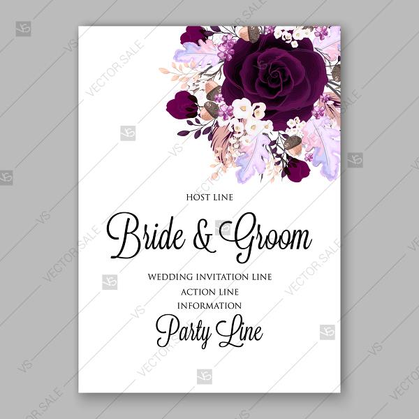 Wedding - Marsala dark red peony wedding invitation vector floral background floral greeting card