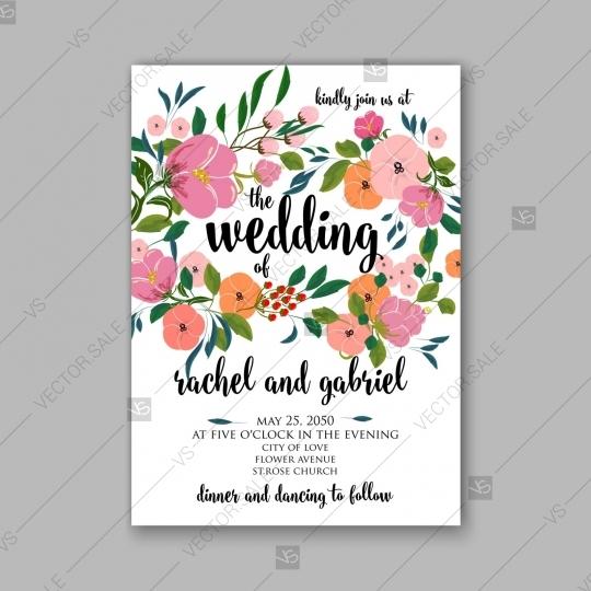 Mariage - Pink peony wedding invitation vector template card